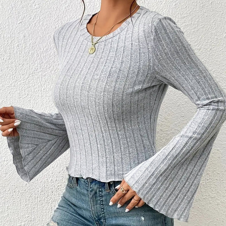Dame Elegant Langærmet Top med Fashionable Flæse Detaljer Stilla