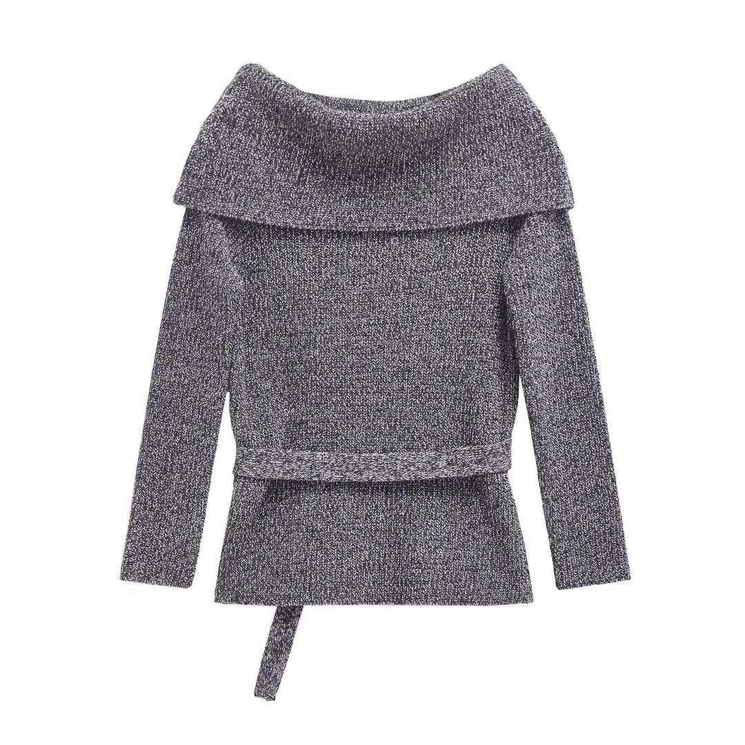 Femme Off-Shoulder Pullover med bælte Stilla