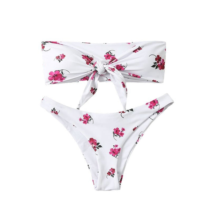 Dame Blomster Knytte Bandeau Bikini Sæt Stilla