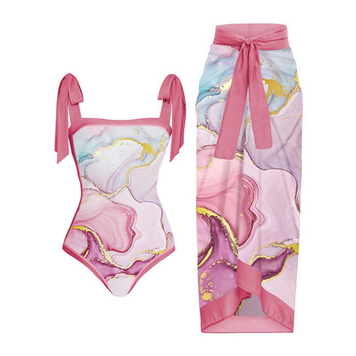 Dame Bikini-sæt med blomsterdesign og elegant overkjole Skovae