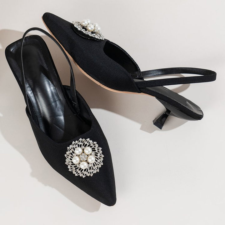 Dame Slingback-pumper med elegant perleapplikation og moderne snit Stilla