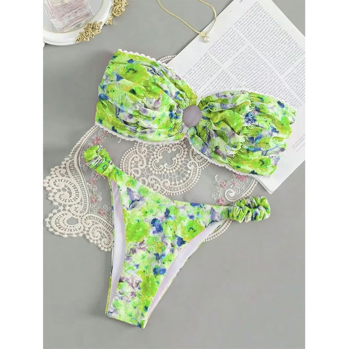 Kvinder Floral Rynkning Bikini Sæt Stilla