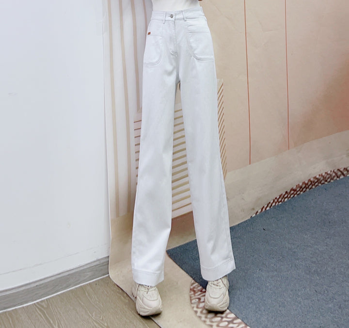 Dame Bred High-Waist Jeans i afslappet snit med elegante detaljer Stilla