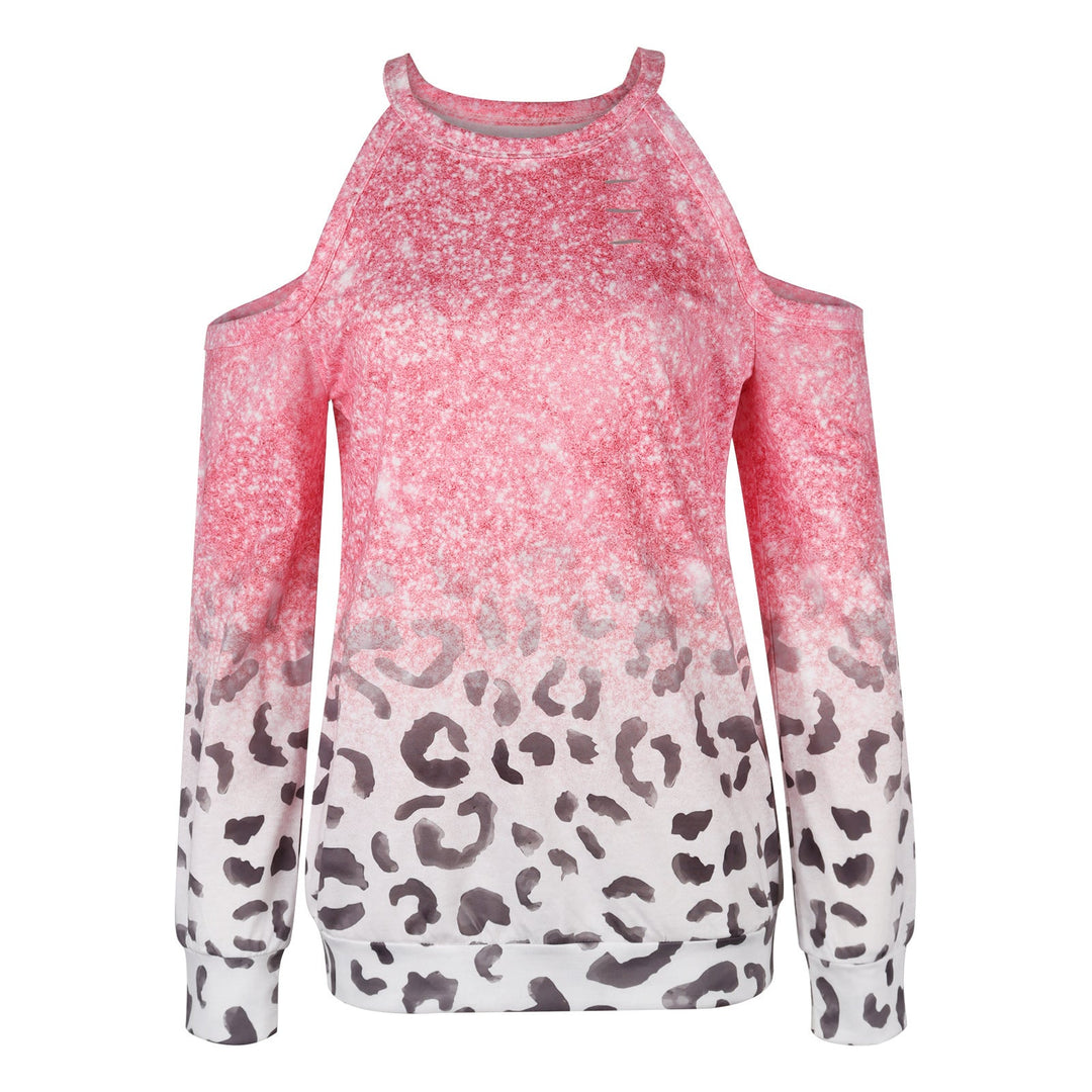 Stilla | Mode Langærmet Kold Skuldre Print Top Bluse