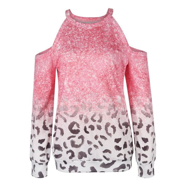 Stilla | Mode Langærmet Kold Skuldre Print Top Bluse