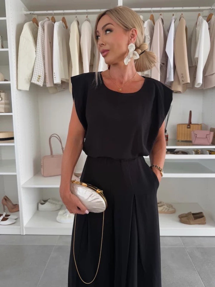 Dame maxikjole med elegant snit Stilla
