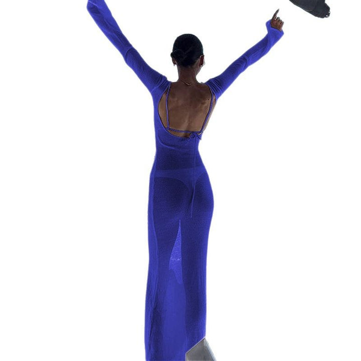 Dame Elegant Langærmet Kjole med figursyet Silhouette Stilla