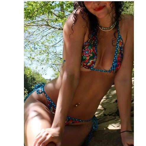 Dame Floral Print Trefold-Bikini-Sæt med justerbare bånd Stilla
