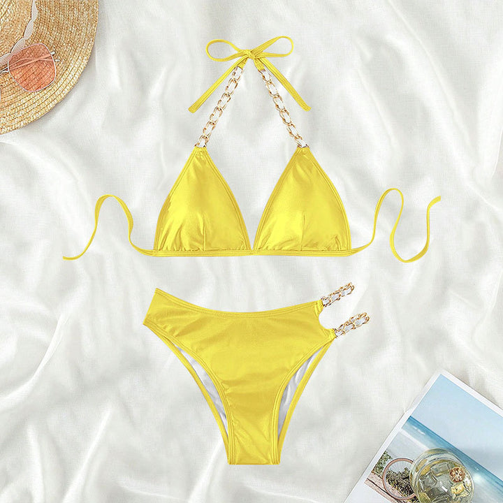Dame Triangle-Bikini med kæde-detaljer Skovae