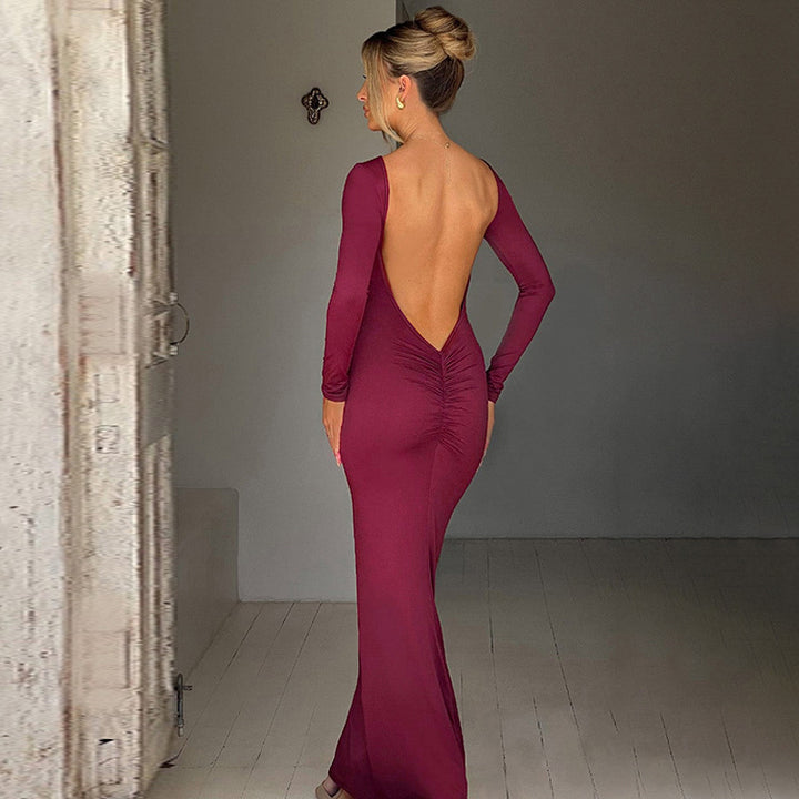 Dame Elegante Langærmet Maxikjole med figursyet Snit Stilla