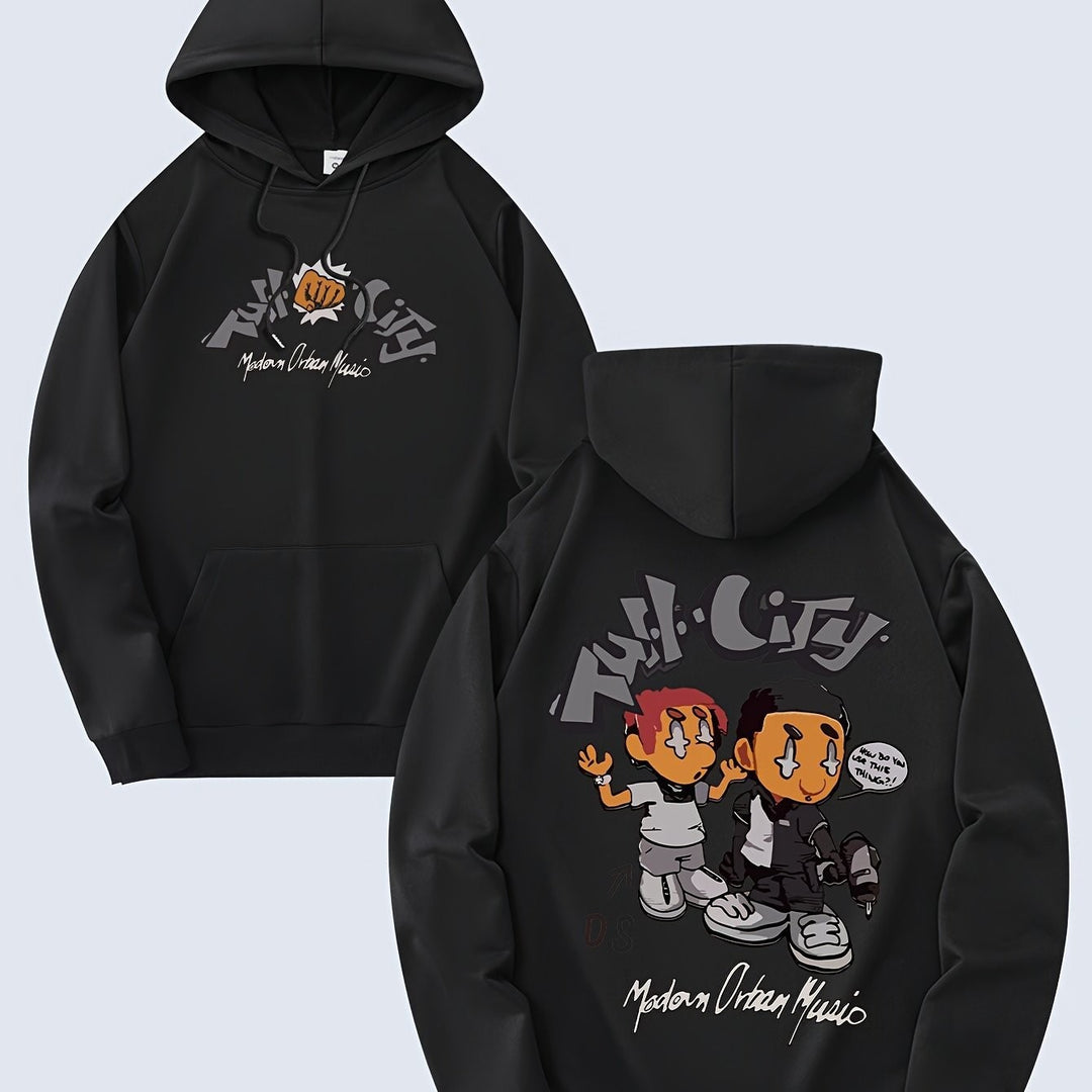 Kvinders hoodie med originalt tegneseriedesign og kunstnerisk tryk Skovae