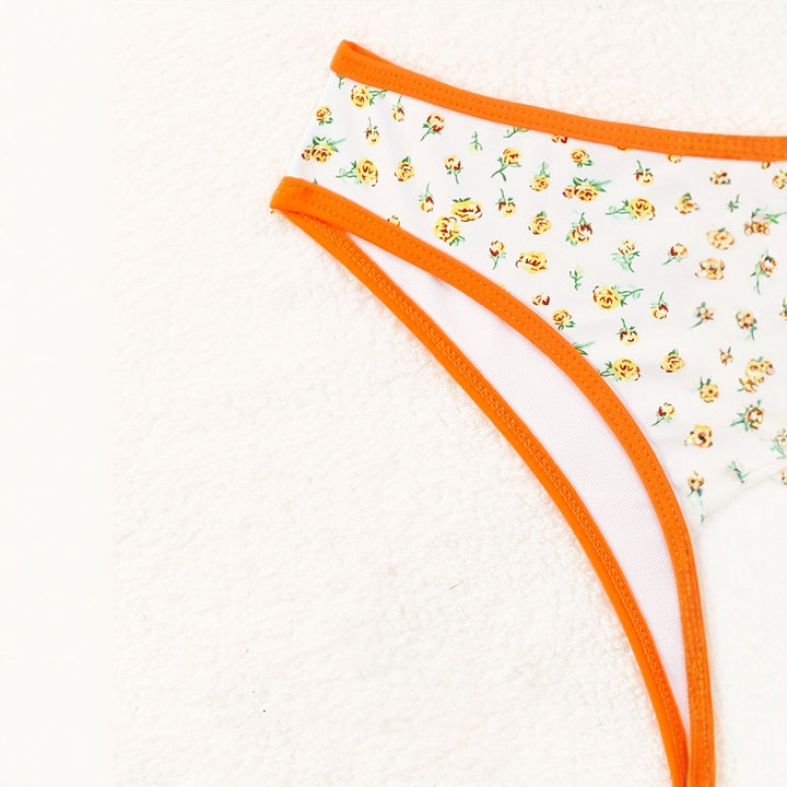 Dame bikini-sæt med blomsterprint og kontrasterende stropper Stilla
