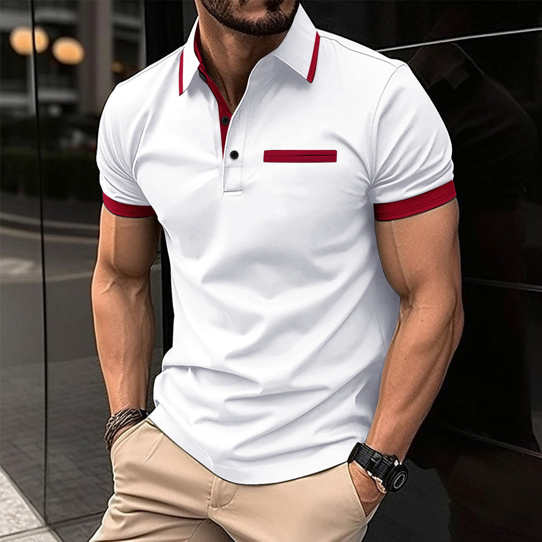 Herrer polo shirt med fashionable kontrastdetaljer og kvalitetsbomuld Stilla