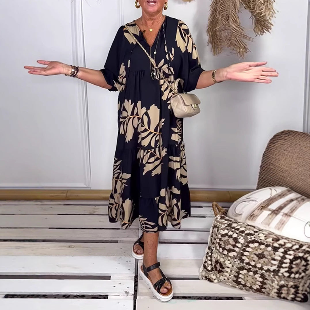 Dame maxikjole med blomsterdesign og flydende snit Stilla