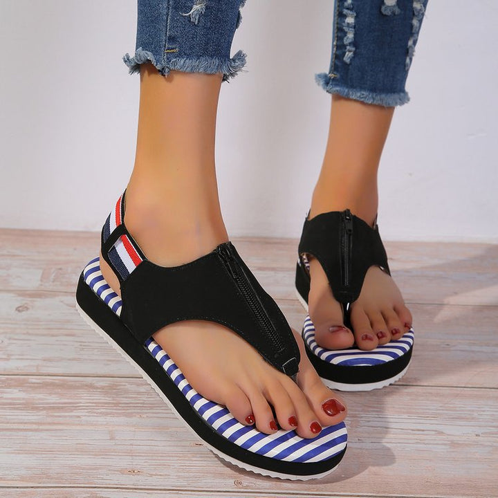 Dame Zehentrenner-sandaler med moderigtigt zippers-design og polstret sål Stilla