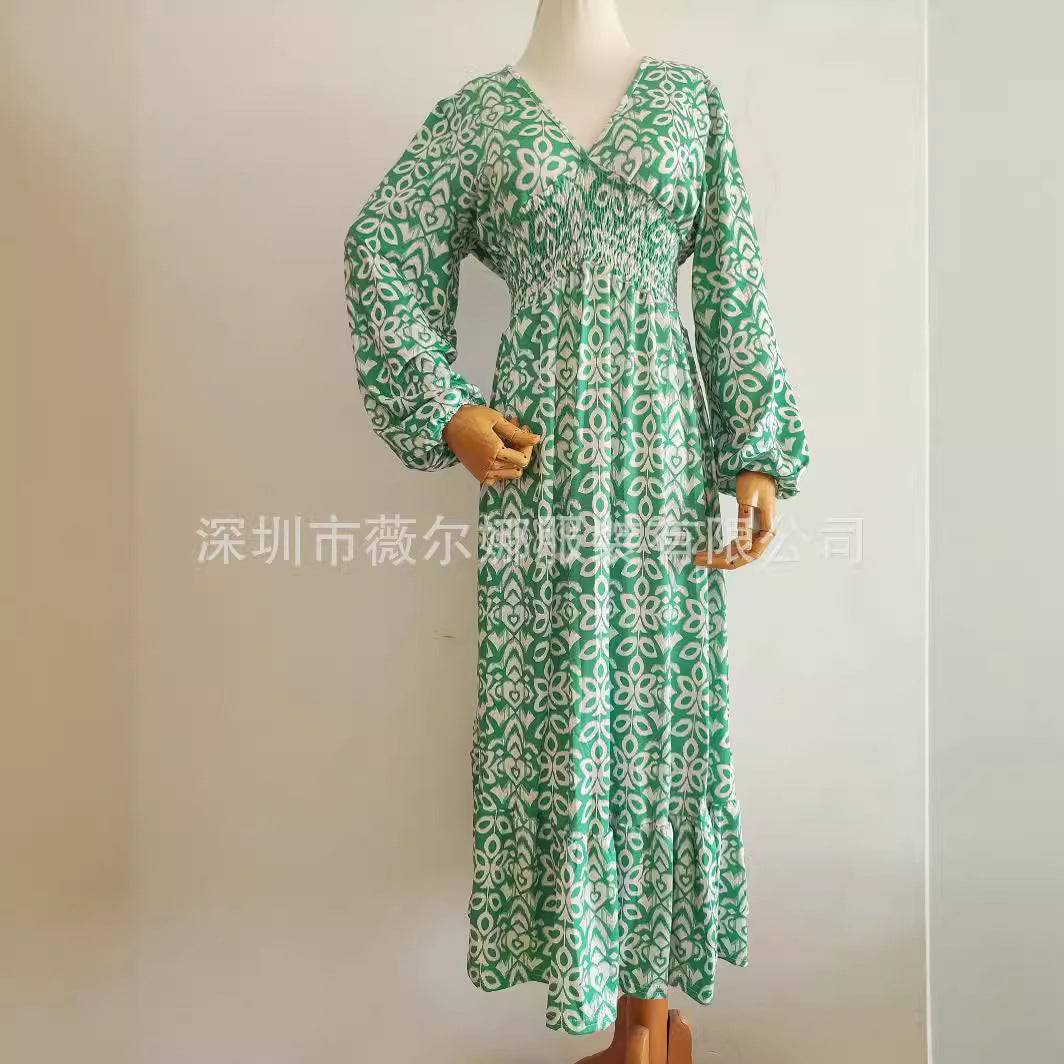 Stilla | Floral-Kjole Plus Size Fairy V Hals Kjole