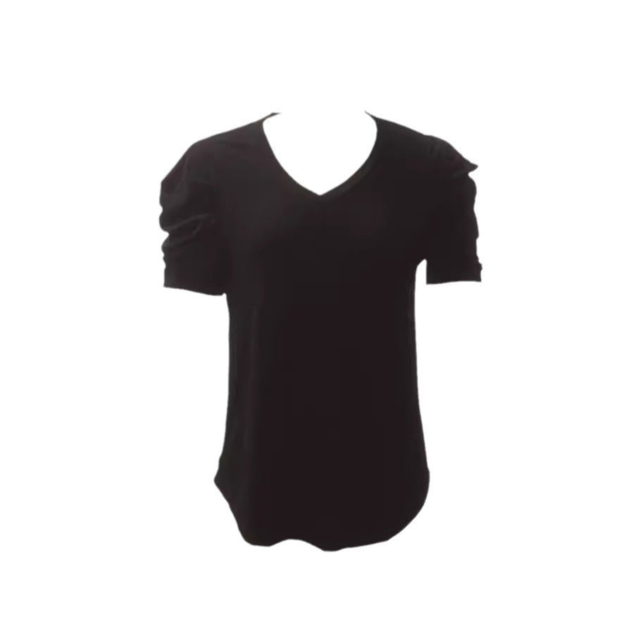 Dame trendy V-hals T-shirt med puffærmer Stilla
