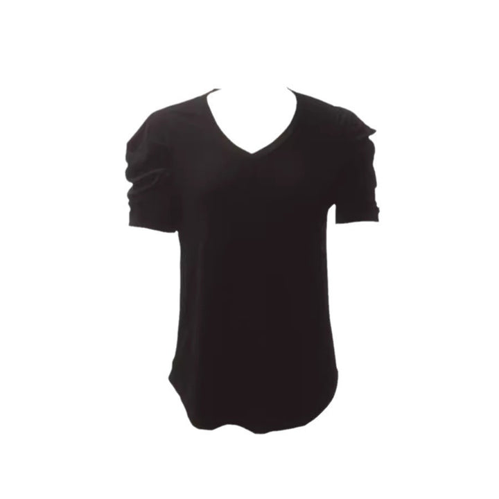Dame trendy V-hals T-shirt med puffærmer Stilla