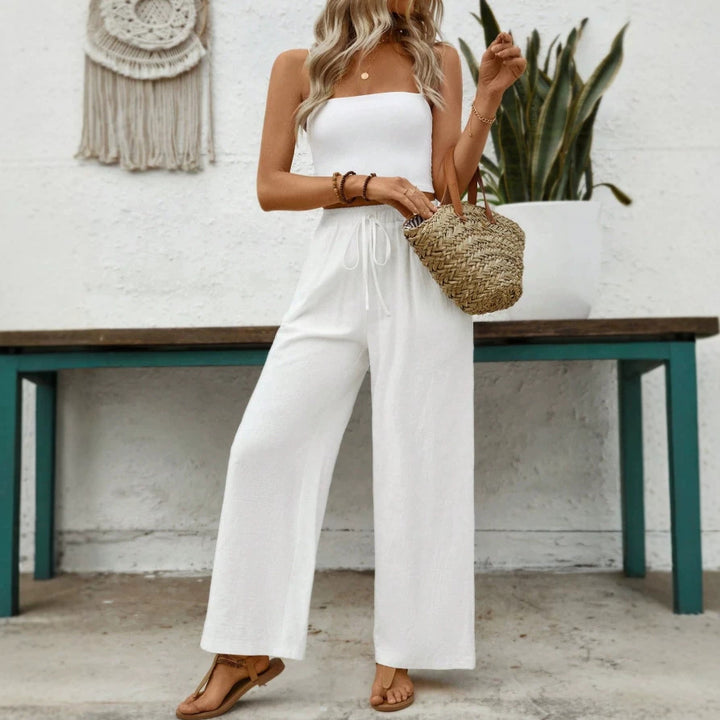 Dame Culotte Jumpsuit med elastisk talje og bred benform Skovae