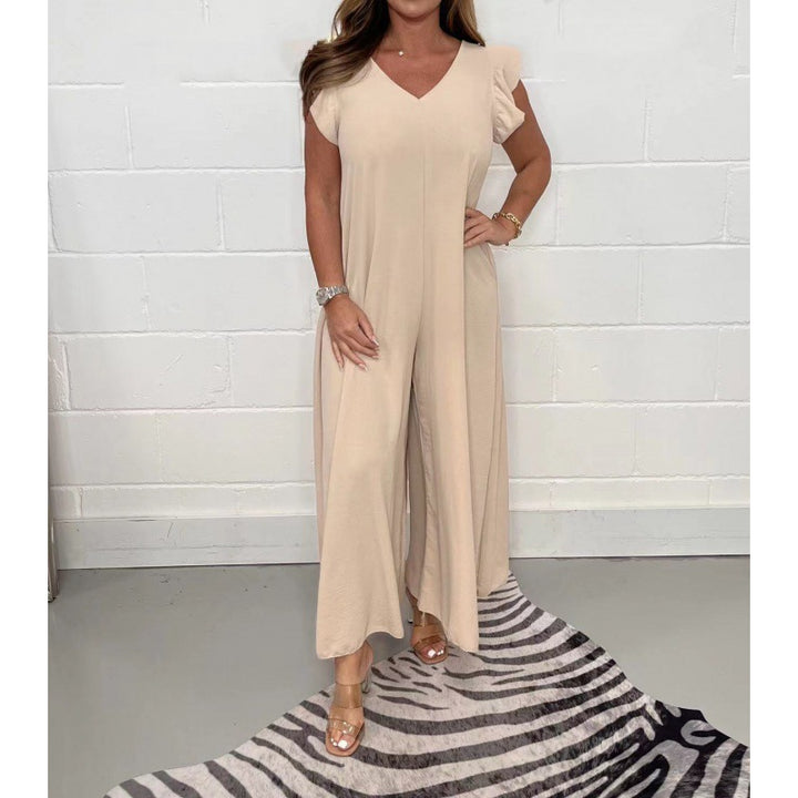 Damer luftig jumpsuit med voluminøse ben og V-udskæring Stilla