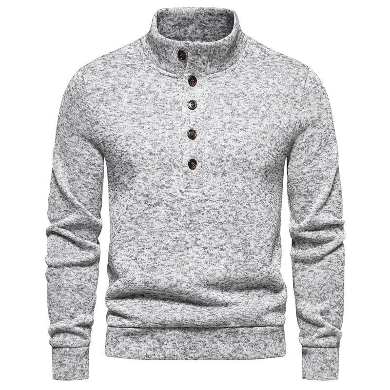 Herrer fleece-pullover med knappelig ståkrave og praktiske lommer Stilla
