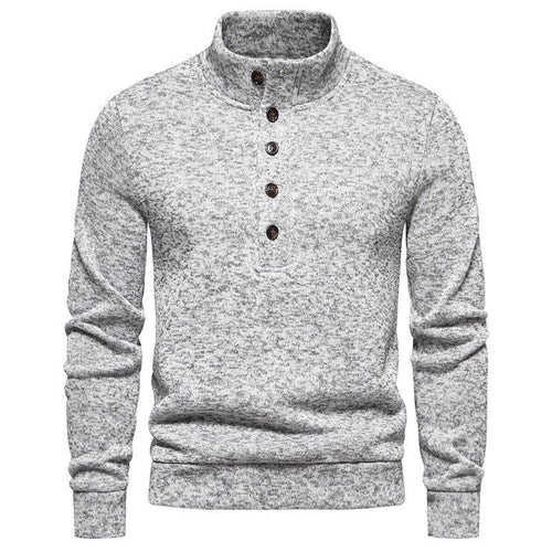 Herrer fleece-pullover med knappelig ståkrave og praktiske lommer Stilla
