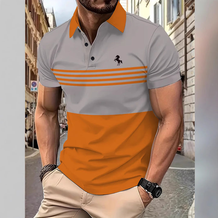 Herrer polo skjorte med moderne farveblokdesign og åndbare egenskaber Stilla