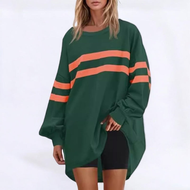 Stilla | Trendy Strikket Pullover Med Sportslige Striber