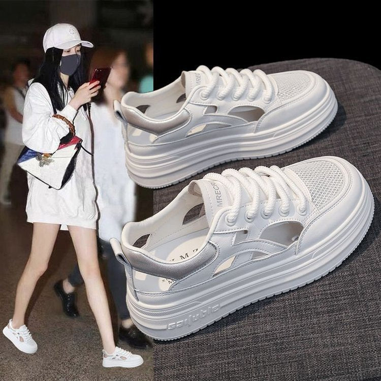 Dame Plateau-Sneakers med åndbart mesh-overmateriale og modedesign Stilla