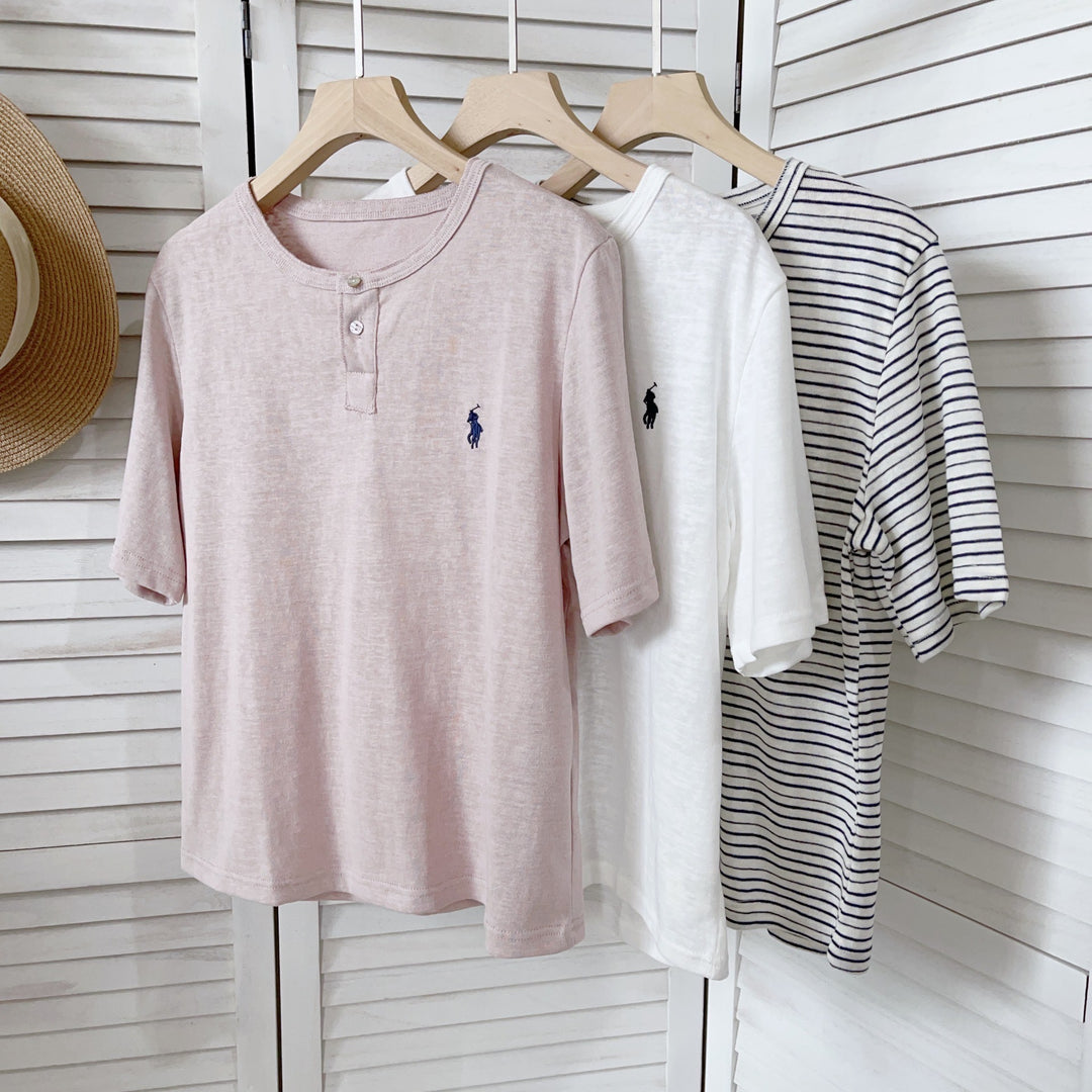 Herrer Fritid Button-Up Henley Skjorte Stilla