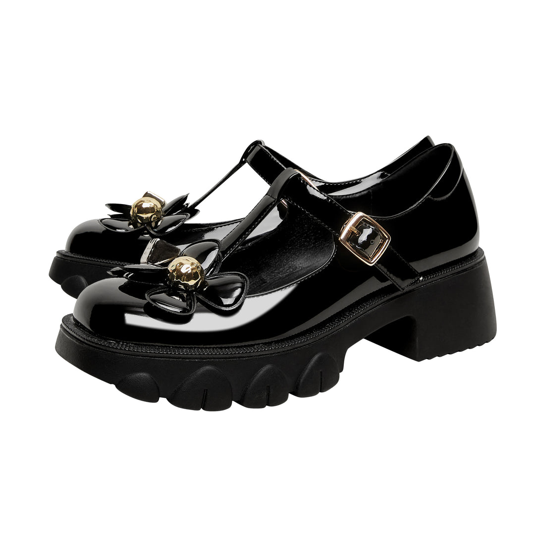 Femme Laklæder Chunky Heel Mary Jane Sko Stilla