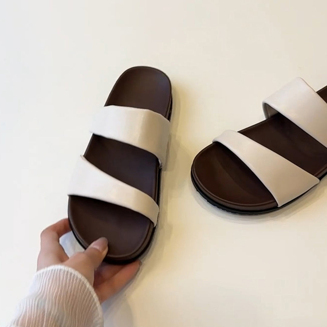 Kvinder samtids Slip-On Slide sandaler med dobbelt bånd design Stilla