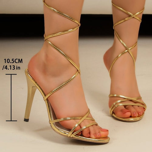 Dame Glitrende Slingback-Sandaletter med flettet rem og elegant hæl Stilla