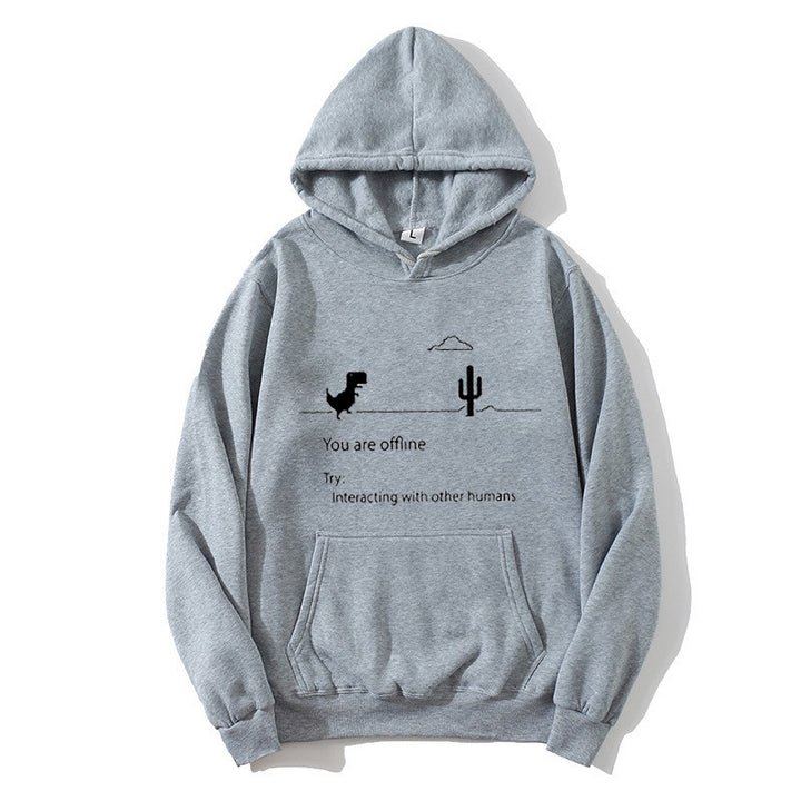 Dame hoodie med kreativt dinosaur- og interaktionsmotiv Skovae
