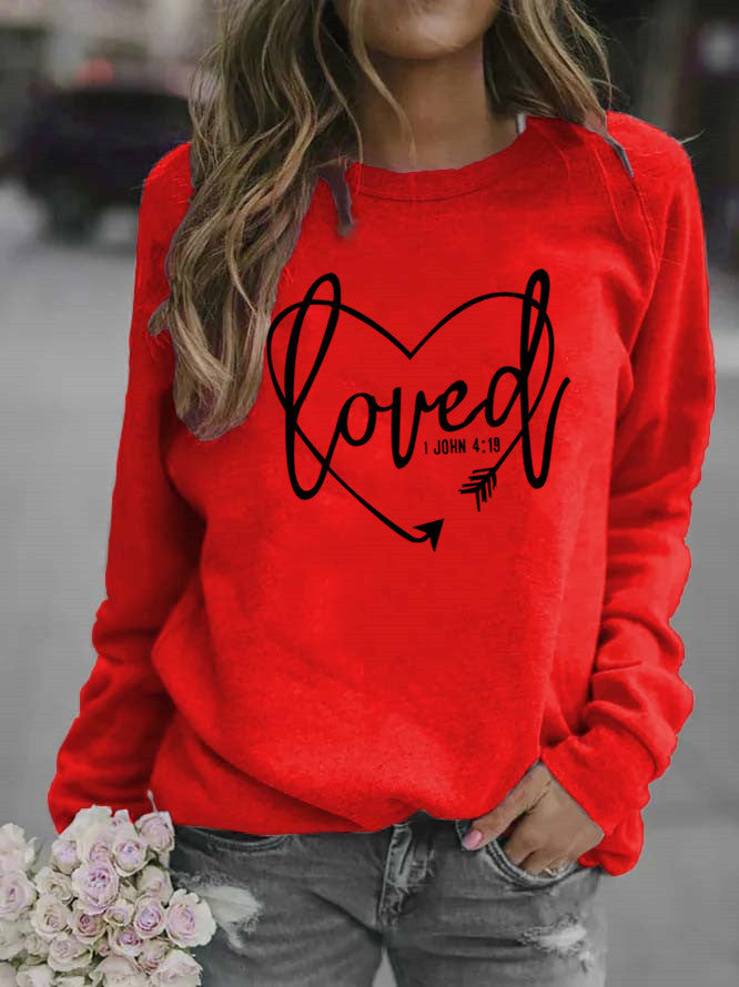 Kvinders sweatshirt med hjerteformet print og inspirerende budskab Stilla