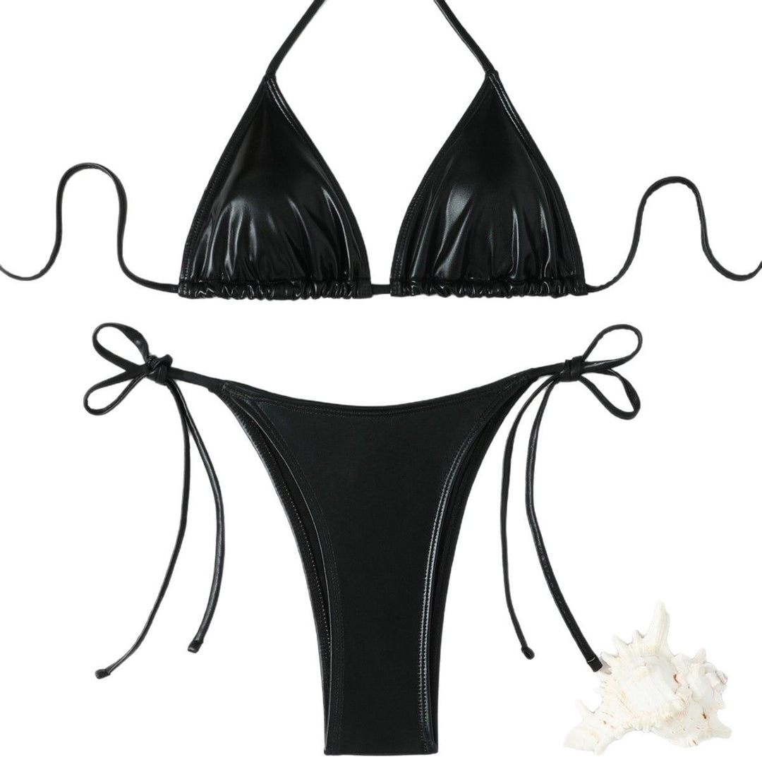 Dame triangel-bikini med skinnende bånd og justerbare stropper Stilla