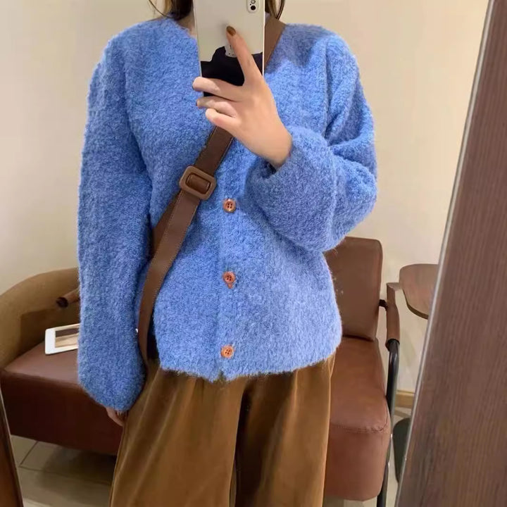 Dame Cozy Cardigan med Knapper og Løs Pasform Stilla