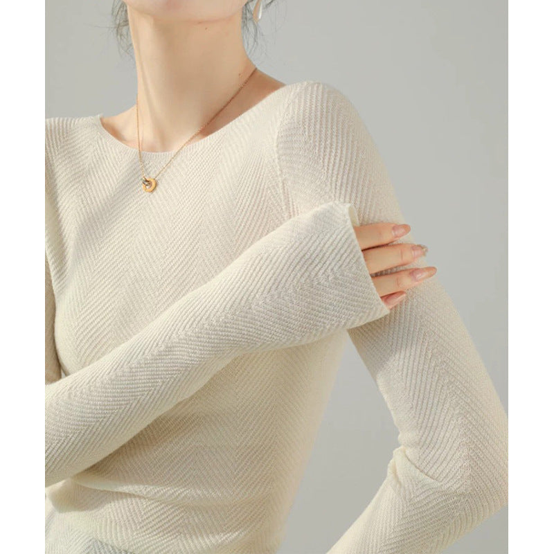 Dame Kvalitets Longsleeve Top med struktureret mønster Stilla