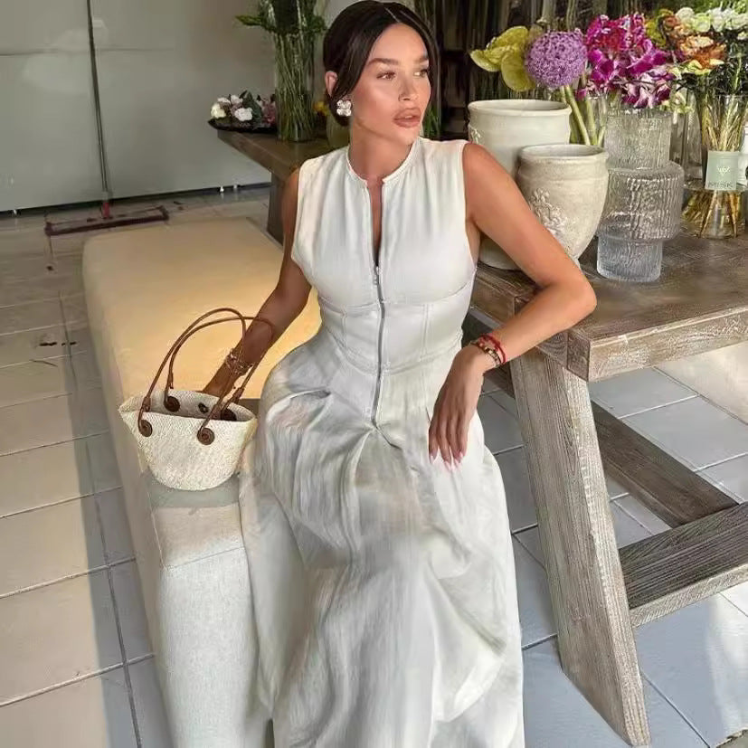 Dame Gulvlængde Kjole med raffineret Lynlås og elegant Snit Stilla