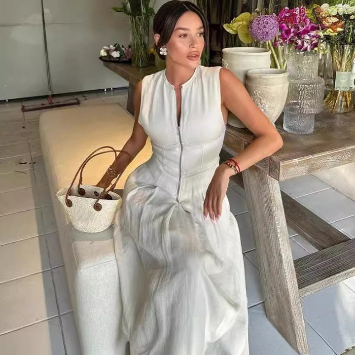 Dame Gulvlængde Kjole med raffineret Lynlås og elegant Snit Stilla