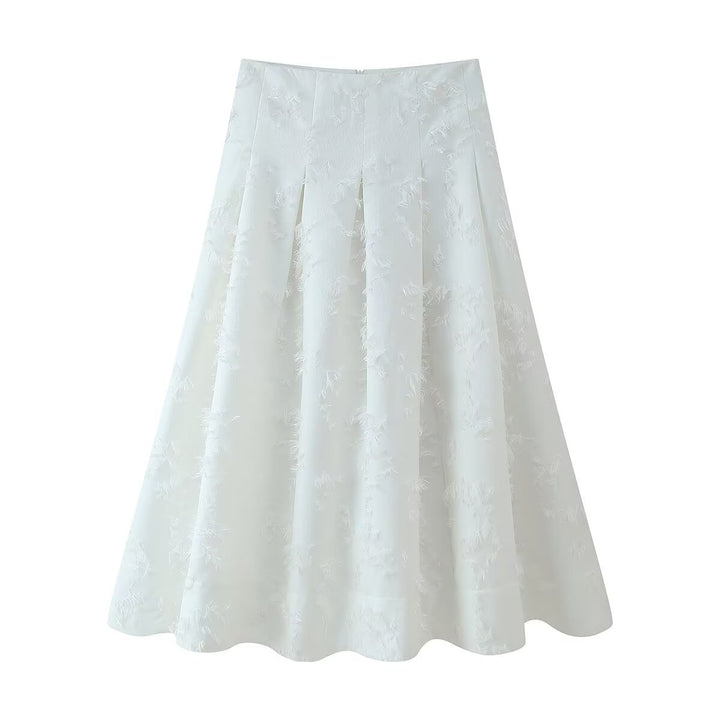 Femme Fald A-linje Midi Nederdel med floral tekstur Stilla