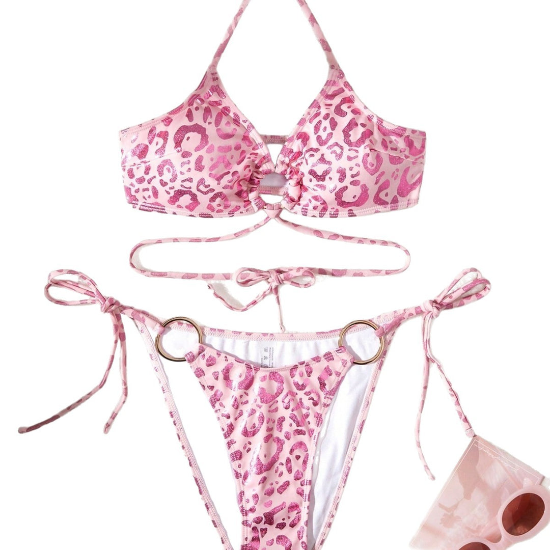 Dame Triangel-Bikini-Sæt med multifunktionelt bindedesign og glitrende ringløkker Stilla