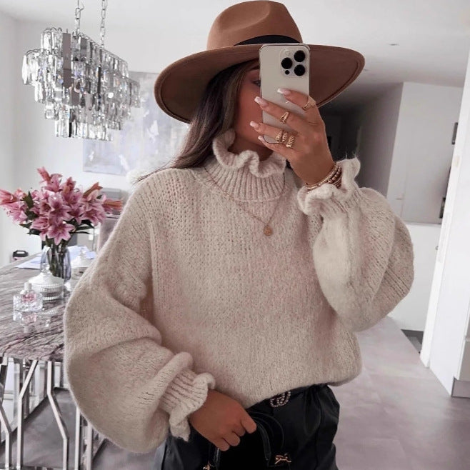 Kvindernes hyggelige turtleneck sweater med voluminøse ærmer Stilla