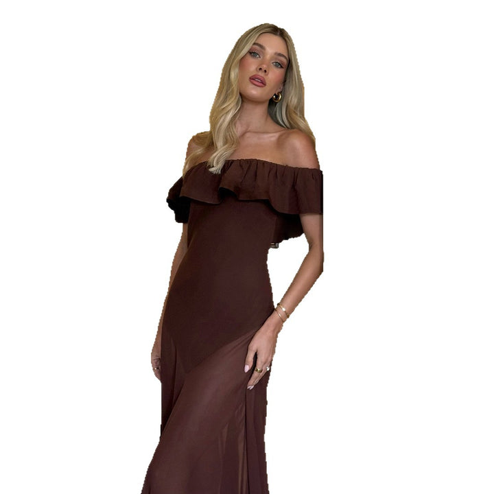 Dame Offshoulder Maxikjole med voluminøs Rufflesøm Skovae