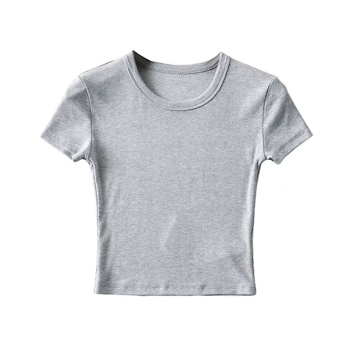 Damer cropped T-shirt med elastisk pasform og rund halsudskæring Stilla