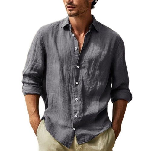 Herrer Elegant linned skjorte med moderne snit og afslappet look Stilla