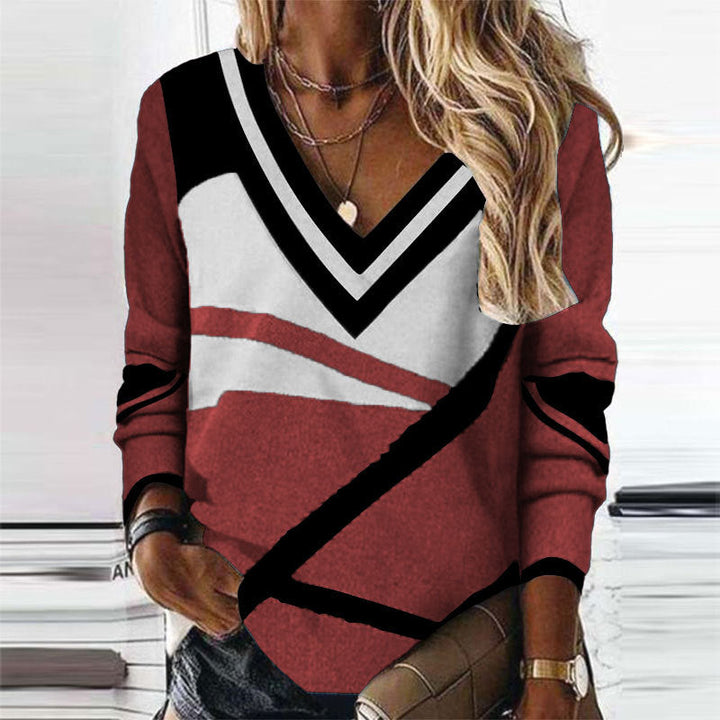Stilla | Elegant Print V-Hals Mode T-shirt
