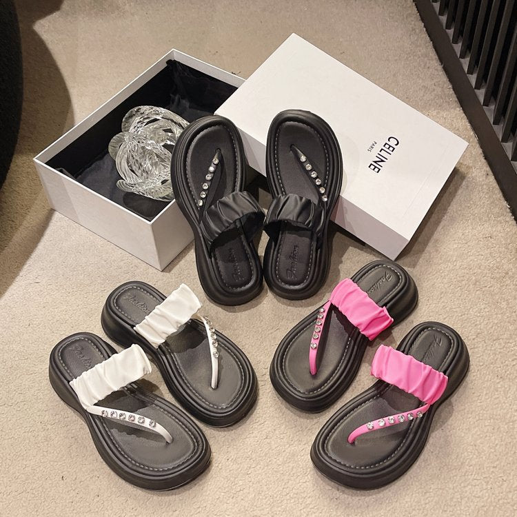 Dame Komfortable Tåseparator-Sandaler med glitrende accentuer og skridsikker sål Stilla