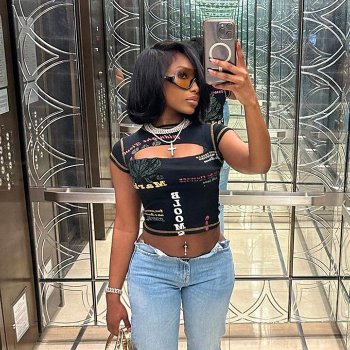Dame Grafiktryk Cropped T-Shirt Stilla