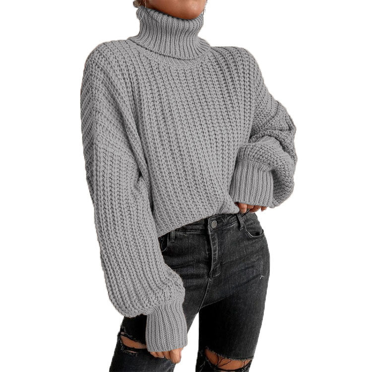 Dame hyggelig rullekravesweater lavet af blødt strik Stilla